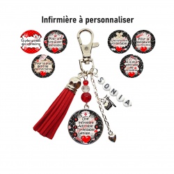 Porte-clés ou bijou de sac infirmière personnalisé