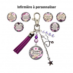 Porte-clés ou bijou de sac infirmière personnalisé