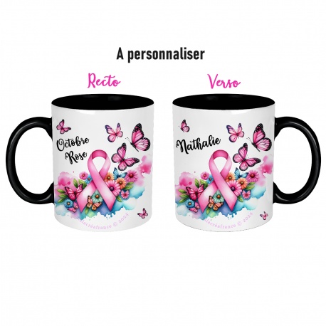 Mug céramique Octobre rose à personnaliser - recto verso