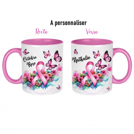Mug céramique Octobre rose à personnaliser - recto verso