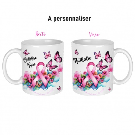 Mug céramique Octobre rose à personnaliser - recto verso