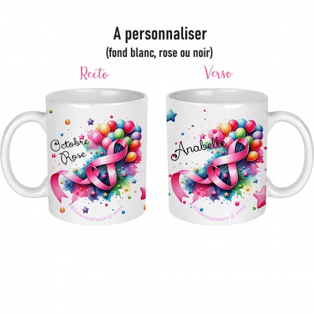 Mug céramique Octobre rose à personnaliser - recto verso