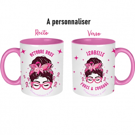 Mug céramique Octobre rose à personnaliser - recto verso