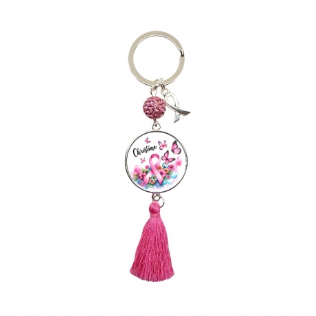 Porte clés octobre rose à personnaliser