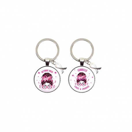 Porte clés Octobre Rose Recto Verso à personnaliser