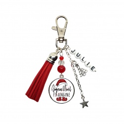 Porte clés ou bijou de sac Joyeux noël frangine personnalisable