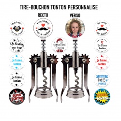 Tire-bouchon tonton personnalisable recto verso