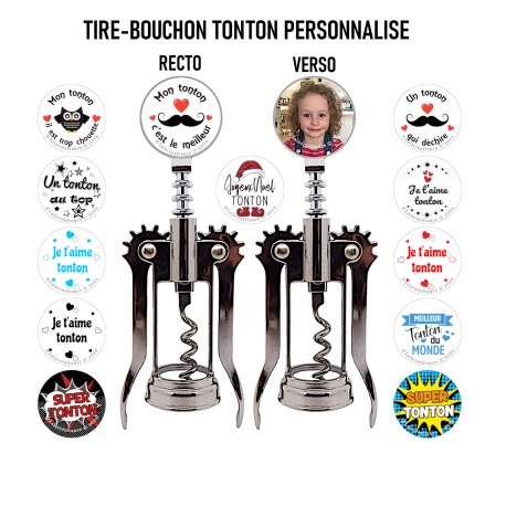 Tire-bouchon tonton personnalisable recto verso