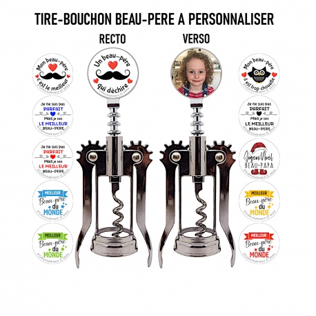 Tire-bouchon beau-père personnalisable recto verso