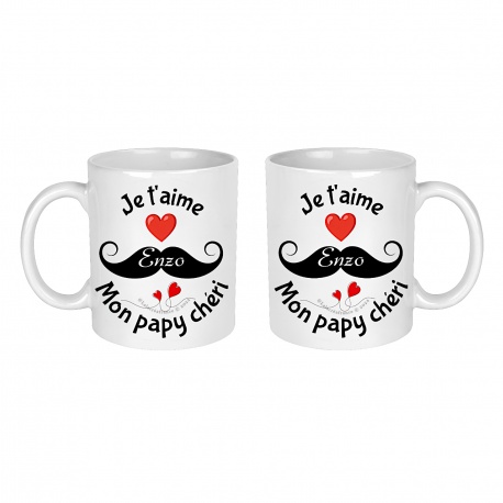 Mug papy personnalisable, Je t'aime mon papy chéri