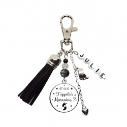 Porte clés ou bijou de sac "Et si je t'appelais marraine" personnalisable