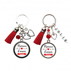 Porte clés "Marraine d'amour forever" personnalisable