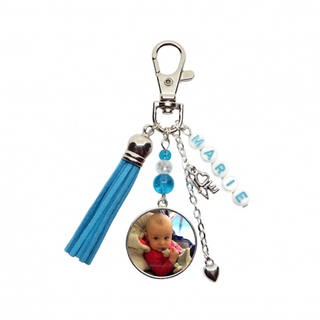 Votre prénom - Votre photo - Porte clés ou bijou de sac personnalisable