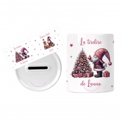 Tirelire enfant personnalisée thème gnome de noël