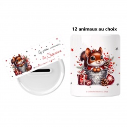 Tirelire enfant personnalisée thème animaux de noël