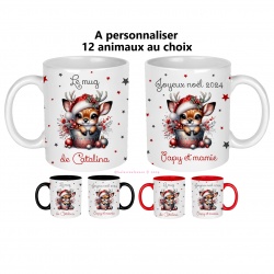 Mug enfant personnalisé thème animaux de noël