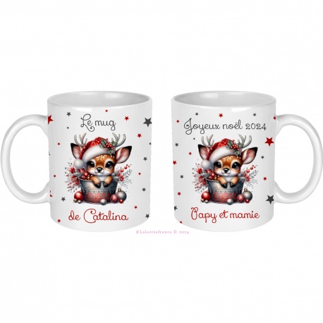 Mug enfant personnalisé thème animaux de noël