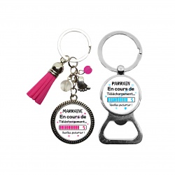 Porte clés, décapsuleur future marraine, futur parrain