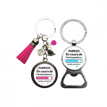 Porte clés, décapsuleur future marraine, futur parrain