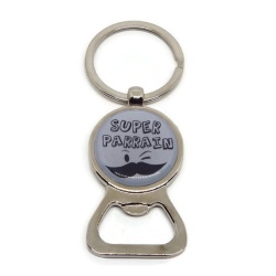 Porte clés décapsuleur "Super parrain"