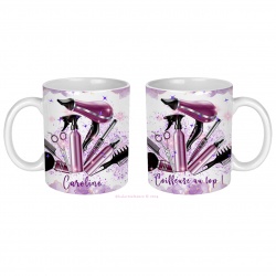 Mug en céramique Une coiffeuse au top !! personnalisable au prénom de votre choix