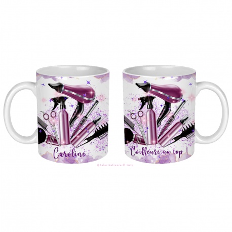 Mug en céramique Une coiffeuse au top !! personnalisable au prénom de votre choix