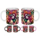 Mug femme gothique, tête de mort fleurie, Dia De Los Muertos