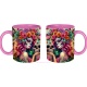 Mug femme gothique, tête de mort fleurie, Dia De Los Muertos