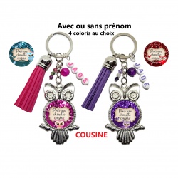 Porte clés Pour une chouette cousine personnalisable