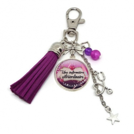 Porte-clés ou bijou de sac "Une infirmière extraordinaire"