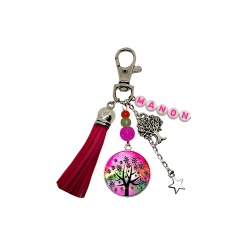 Porte clés ou bijou de sac arbre de vie personnalisé