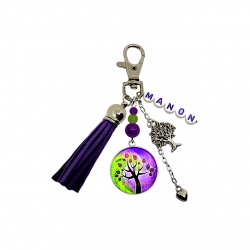 Porte clés ou bijou de sac arbre de vie personnalisé