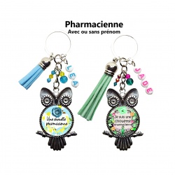 Porte clés pharmacienne personnalisé, Une chouette pharmacienne