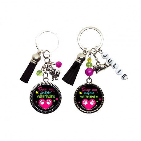 Porte clés Pour ma super vétérinaire personnalisable