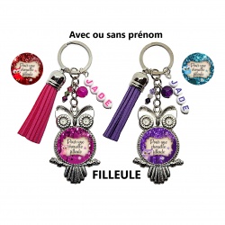 Porte clés Pour une chouette filleule personnalisable