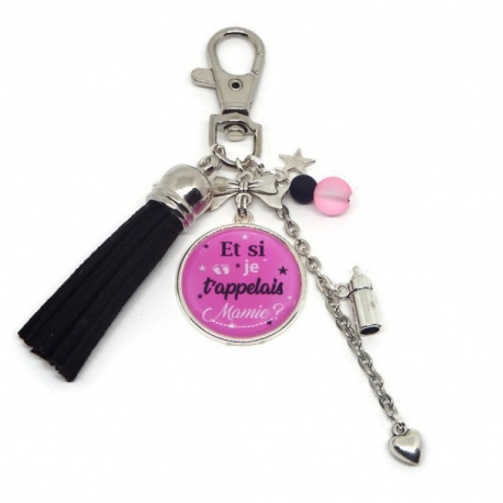 Porte clés future mamie ou bijou de sac "Et si je t'appelais mamie ?"