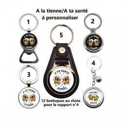 Porte clés, décapsuleur A la tienne ou A ta santé à personnaliser au prénom de votre choix