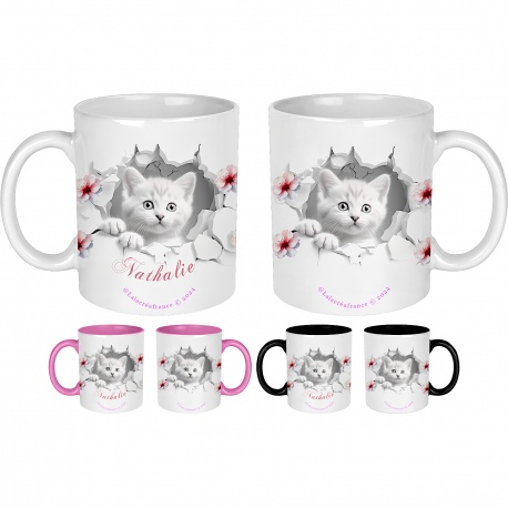 Mug Chaton effet 3 D personnalisable