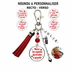 Porte clés nounou personnalisé RECTO VERSO