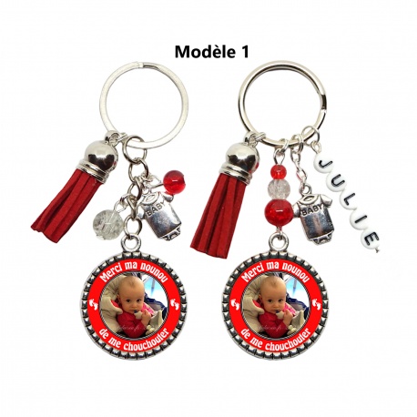 Porte clés "Merci ma nounou de me chouchouter", "Merci ma nounou de m'avoir chouchouté(e)