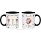 Mug mamie personnalisé avec fleur de naissance des petits enfants