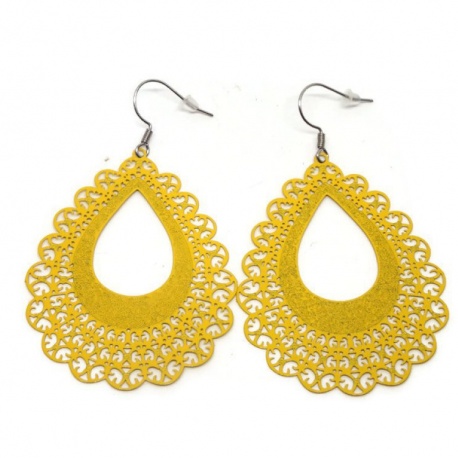 Boucles d'oreilles goutte filigrane jaune