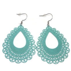 Boucles d'oreilles goutte filigrane vert d'eau