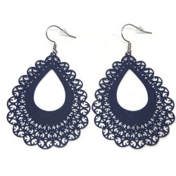 Boucles d'oreilles goutte filigrane bleu marine