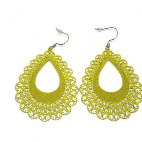 Boucles d'oreilles goutte filigrane verte