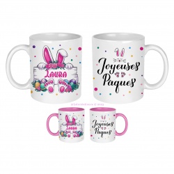 Mug lapin de Pâques personnalisé au prénom de votre choix