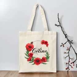 Tote bag coquelicot personnalisé, sac fourre-tout coquelicot