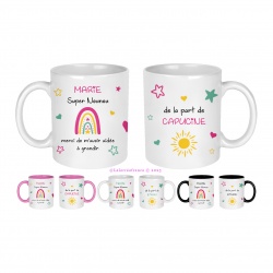 Mug nounou, auxiliaire de crèche personnalisé, merci de m'avoir aidé(e) à grandir