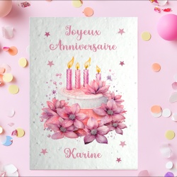 Carte à planter Joyeux anniversaire personnalisable au texte de votre choix