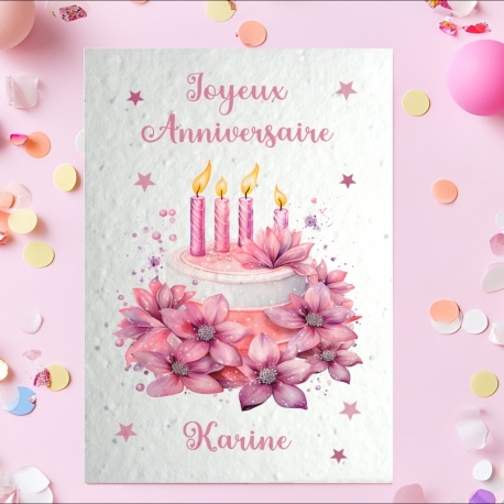 Carte à planter Joyeux anniversaire personnalisable au texte de votre choix
